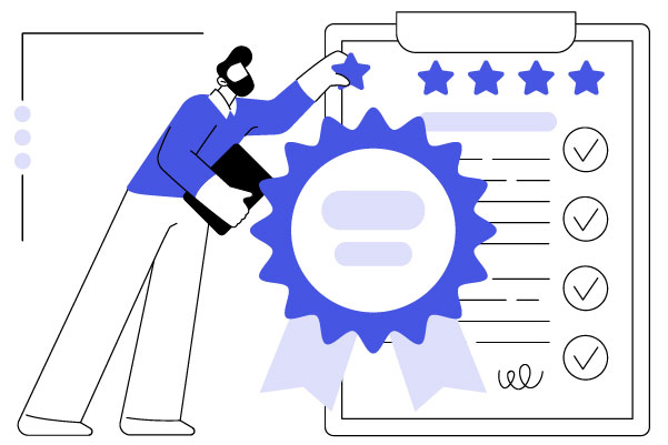 Illustrazione simbolica di un certificato di formazione con valutazioni positive